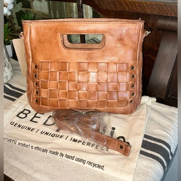 NWT Bed Stu Leather Keiki Crossbody Bag Handbag Tan DD Dip Dyed MSRP $235 - Picture 2 of 13